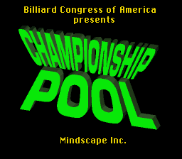 Championship Pool (Europe) Title Screen